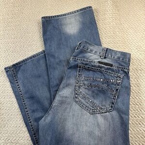 B Tuff Men's jeans 42x34 Tear It up Bootcut Thick Stitch Baggy Wide Leg Western